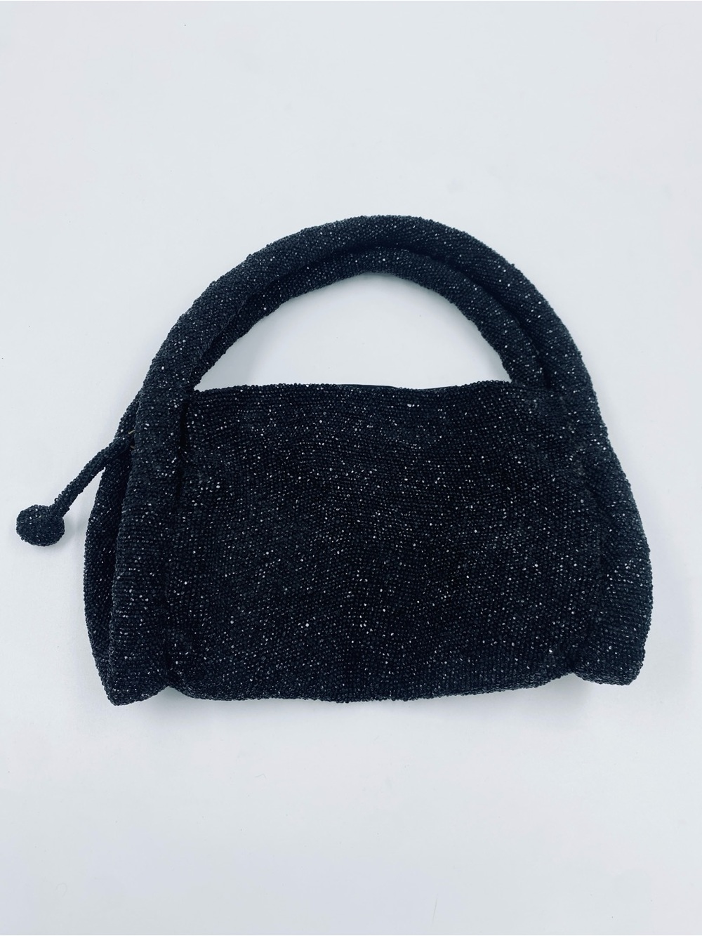 VTG 40s 50s Mid Century Walborg Glass Micro Bead Evening Bag Purse Black EUC